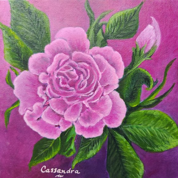 Original Acrylic Painting Collectible Artist Signed CASSANDRA ~ Sweet Pink - Picture 1 of 1